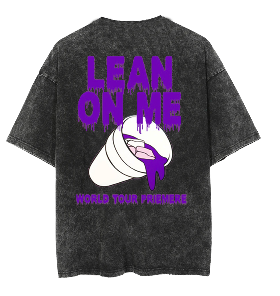 LEAN ON ME VINTAGE BLACK TEE
