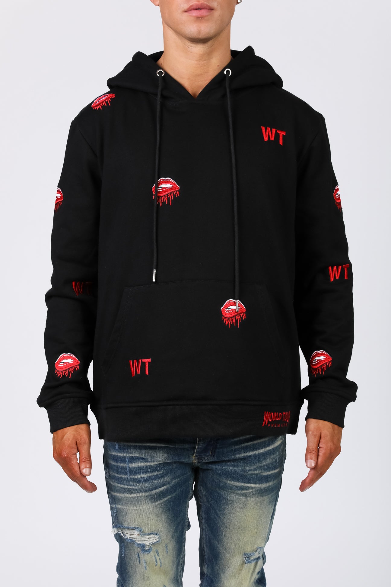 Lips Embroidered Hoodie