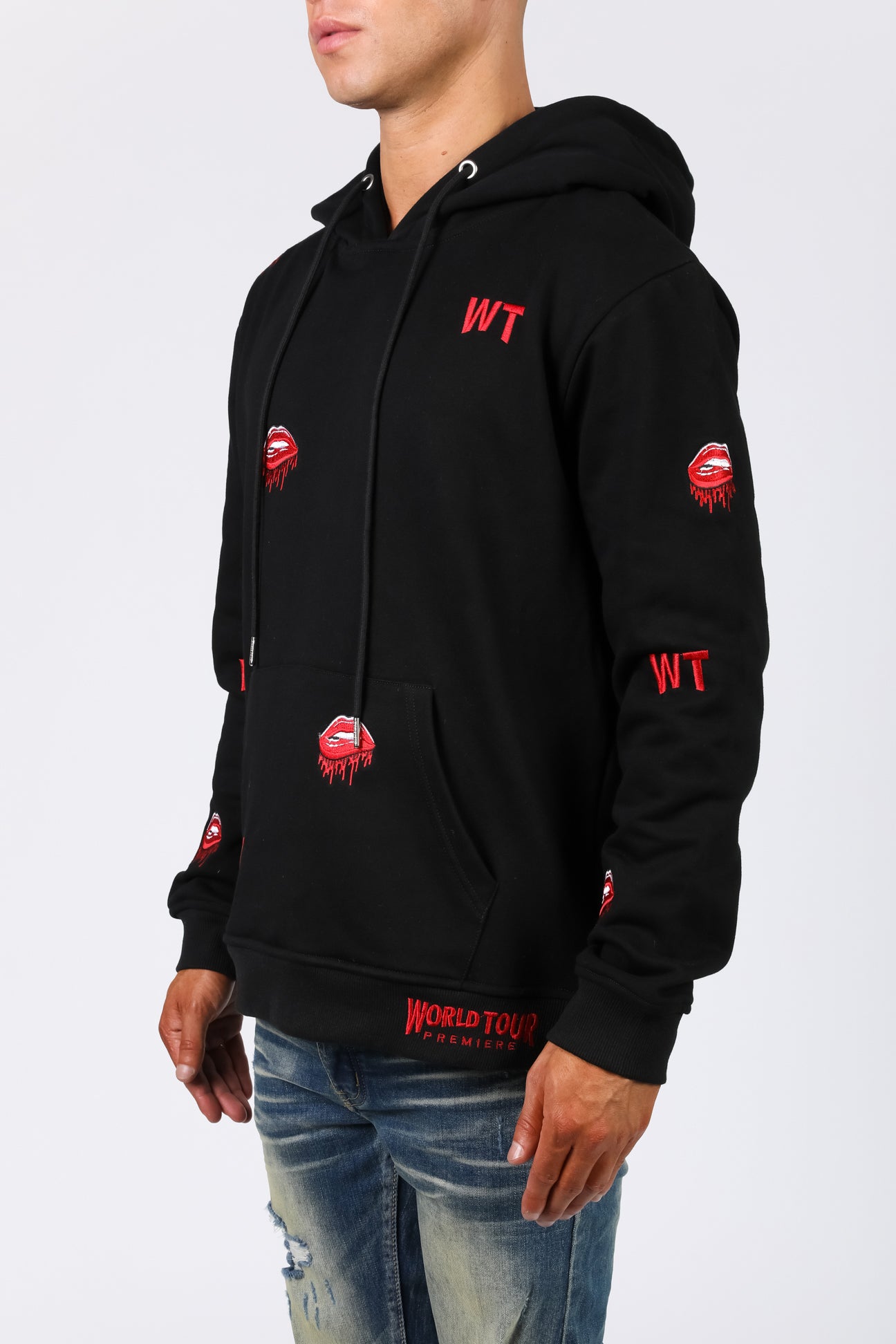 Lips Embroidered Hoodie