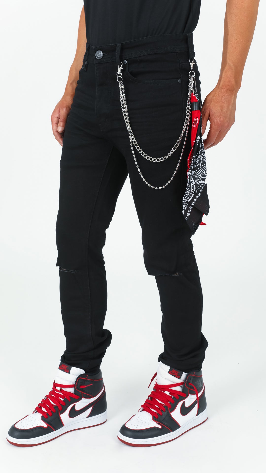 Midnight Denim Pant With Removable Bandana Wallet Chain