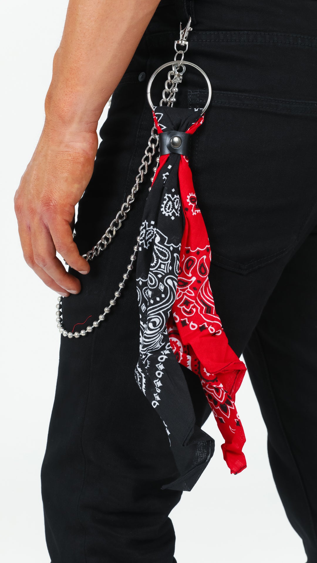 Midnight Denim Pant With Removable Bandana Wallet Chain