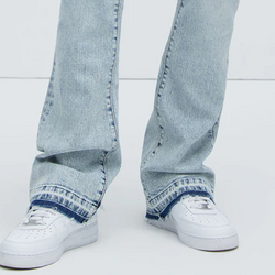 ACID BLUE SLIM FLARE JEAN WITH LETDOWN HEM