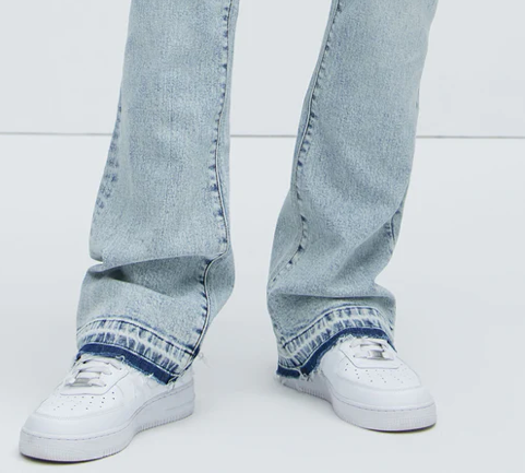 ACID BLUE SLIM FLARE JEAN WITH LETDOWN HEM