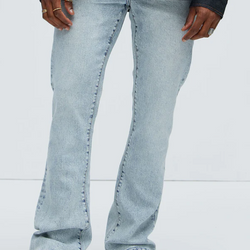 ACID BLUE SLIM FLARE JEAN WITH LETDOWN HEM