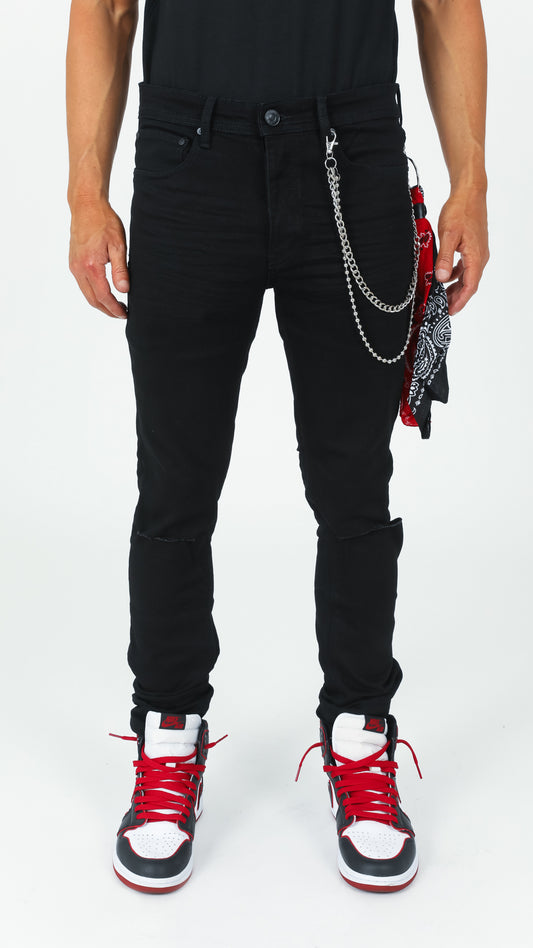 Midnight Denim Pant With Removable Bandana Wallet Chain