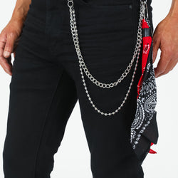 Midnight Denim Pant With Removable Bandana Wallet Chain