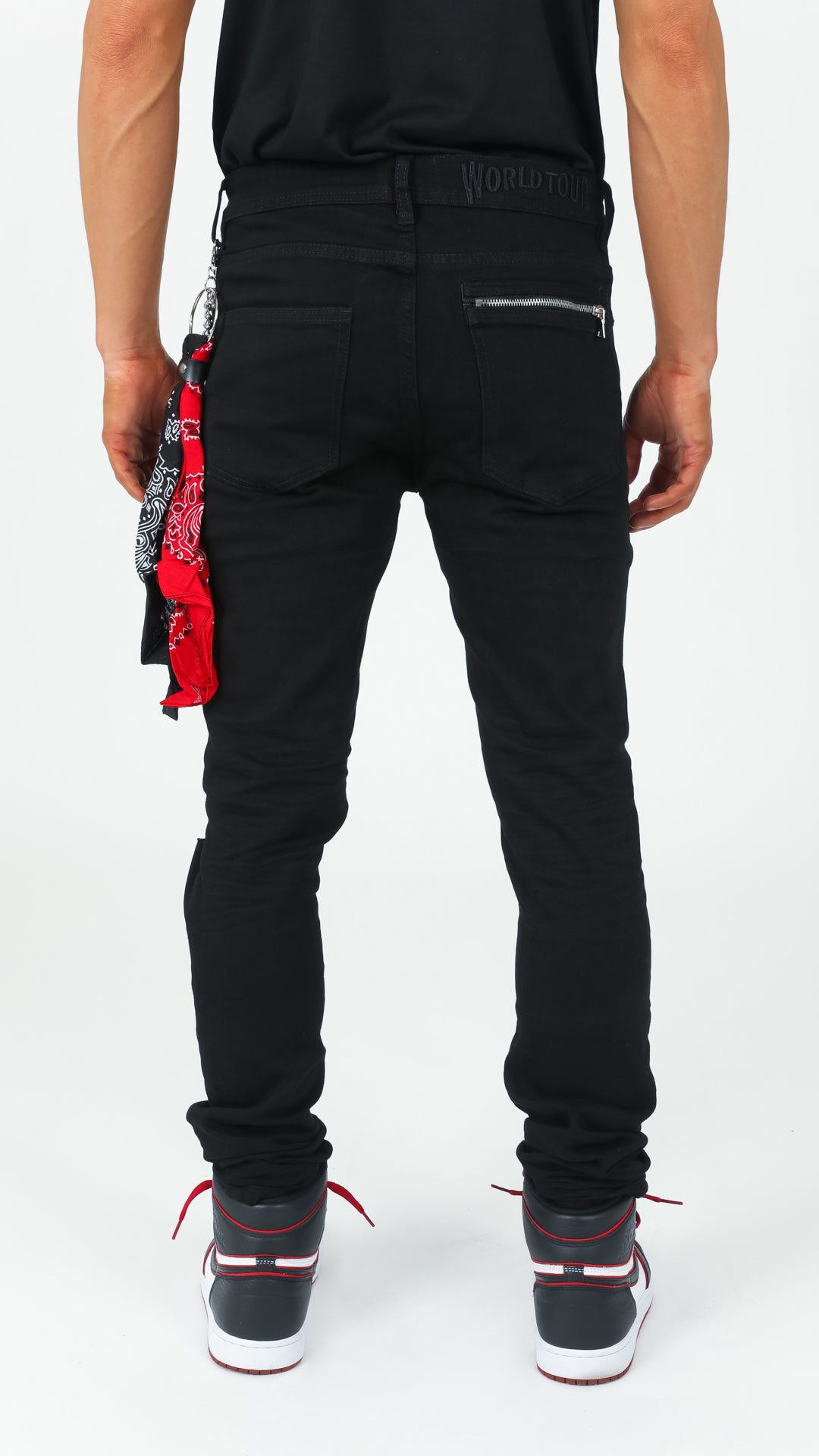 Midnight Denim Pant With Removable Bandana Wallet Chain