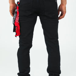 Midnight Denim Pant With Removable Bandana Wallet Chain