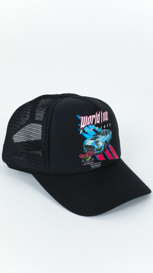 Black World Tour Racing Trucker Hat